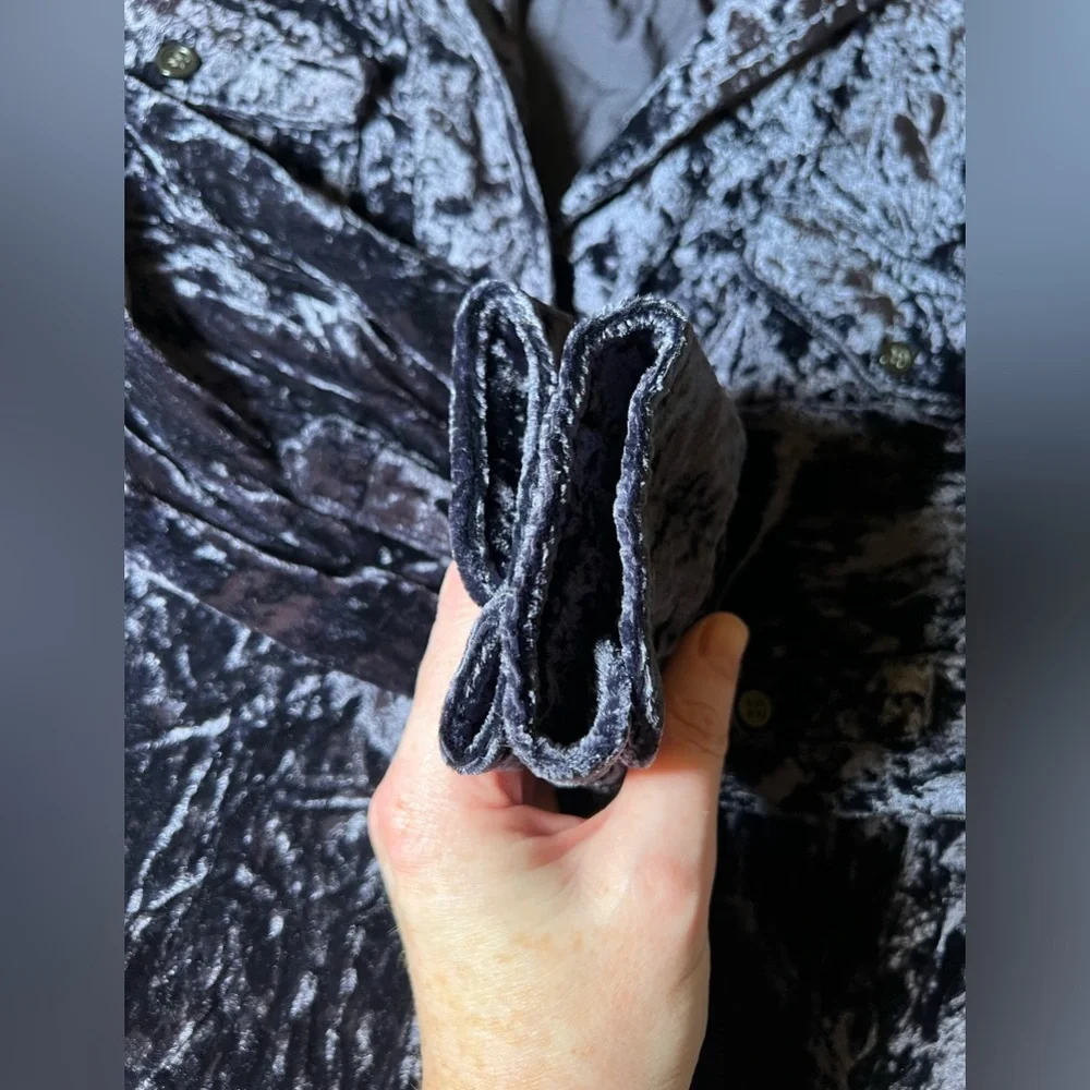 J Crew Crushed Velvet Velour Collared Pullover Shirt Blouse Top size XS - Picture 5 of 11